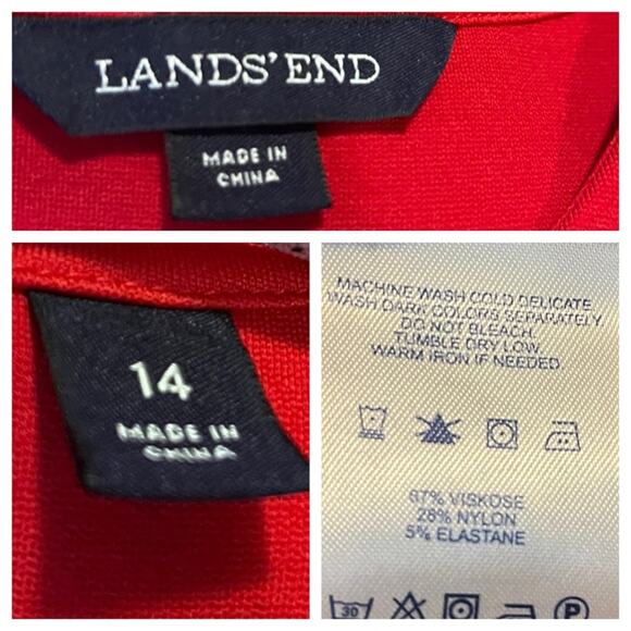Lands’ End Shift Dress Ruffle Hem Ponte Knit Cherry Red Women’s Plus Size 14 - Picture 9 of 11
